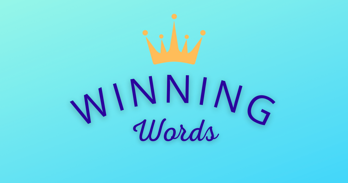 Winning words with crown logo